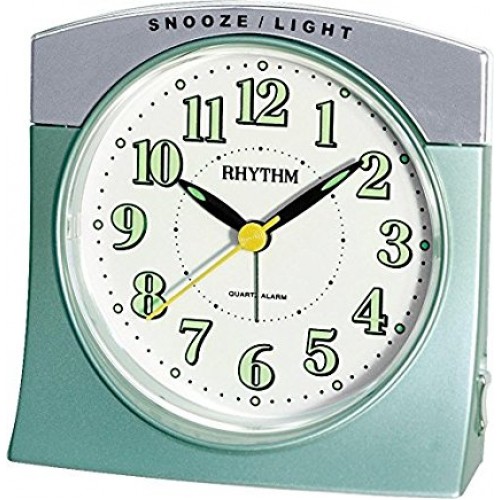 Rhythm(Japan) Metallic Green Snooze Beep Alarm Value Added Alarm Clock 10.0x10.0x5.5cm